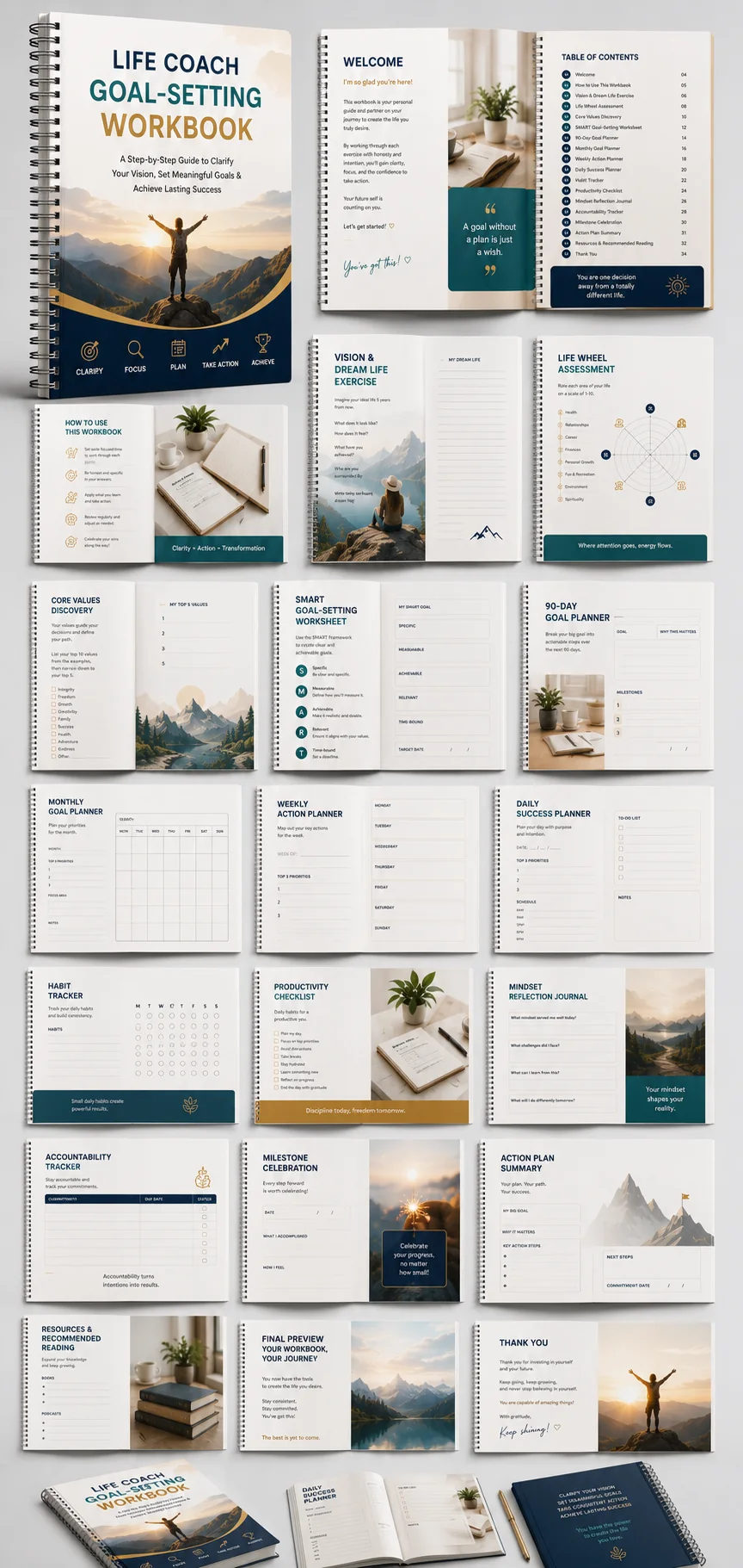 Life Coach Goal-Setting Workbook portfolio presentation board