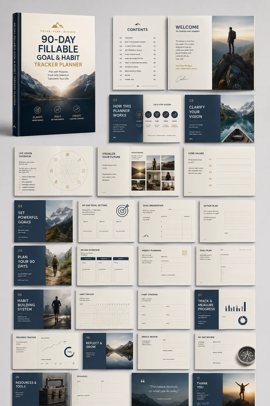 Goal and habit tracker portfolio board