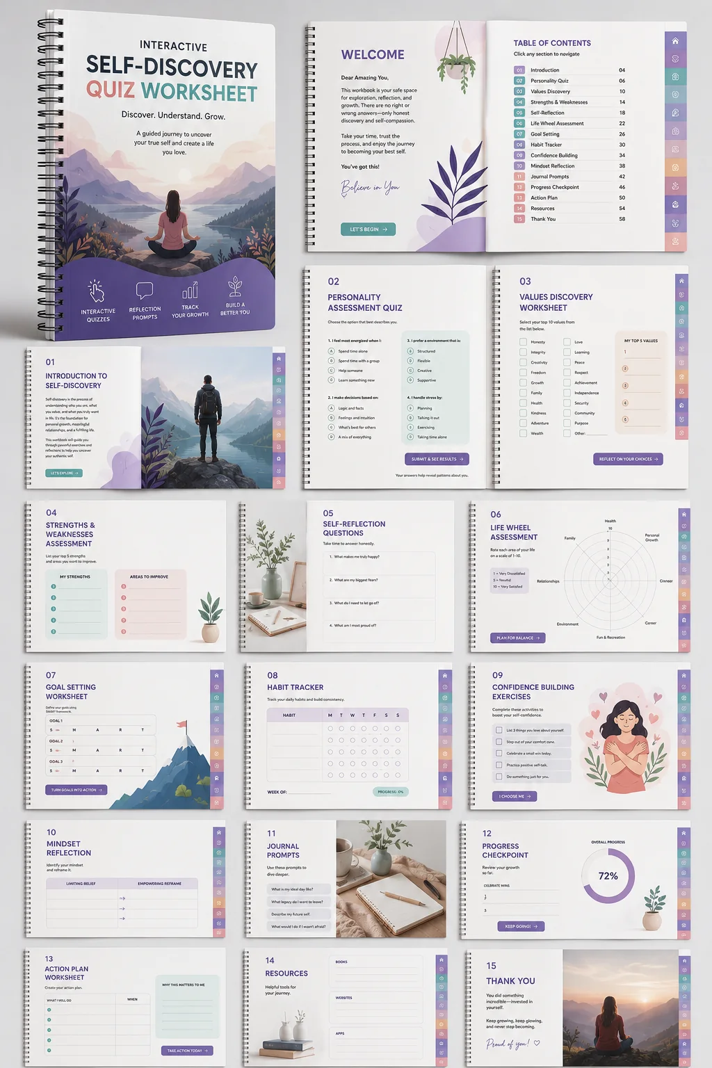 Self-discovery workbook portfolio board
