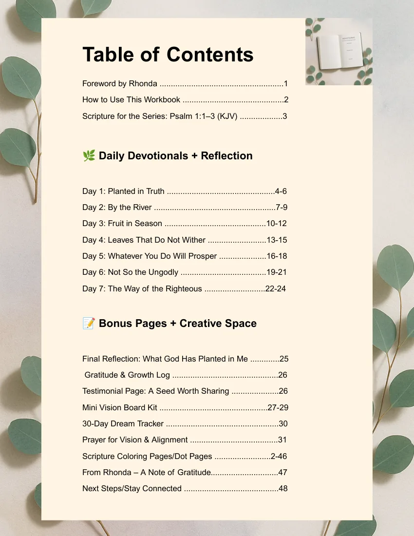 Interior page from Planted & Prosperous — Workbook