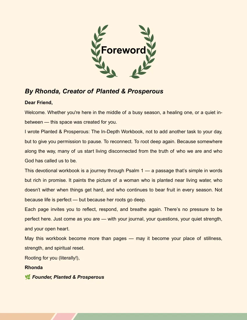 Interior page from Planted & Prosperous — Workbook