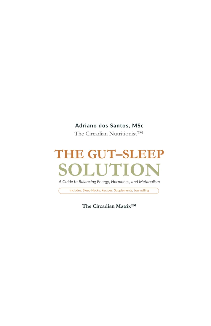 Cover of The Gut–Sleep Solution